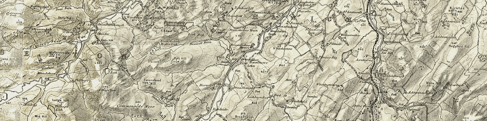 Old map of Branxholmtown in 1901-1904