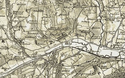 Old map of Burns of Kinminitie in 1910