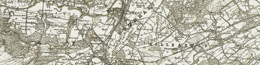Old map of Balvaird Mains in 1911-1912