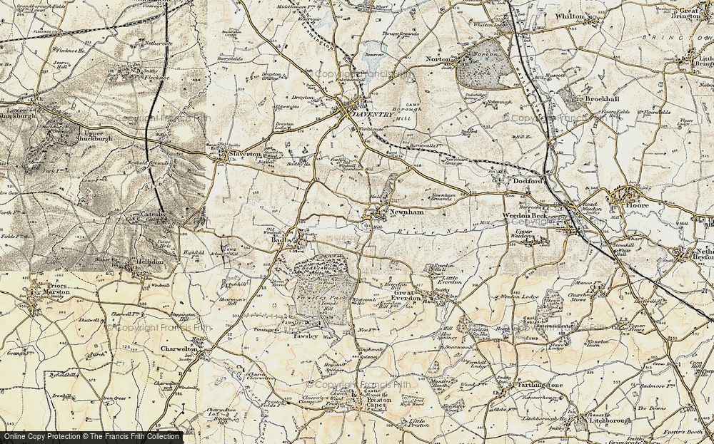Old Map of Historic Map covering Newnham Hill in 1898-1901