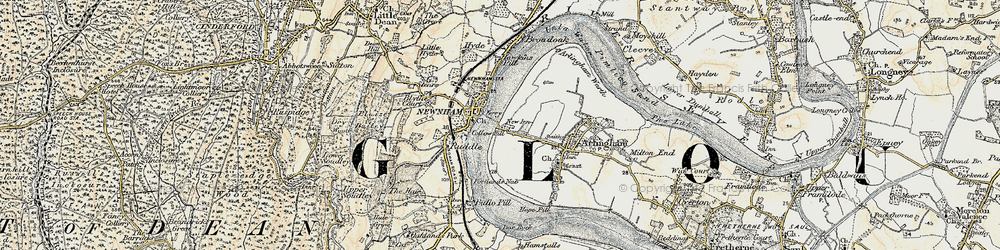 Old map of Newnham in 1899-1900