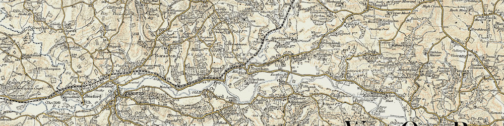 Old map of Newnham Bridge in 1901-1902