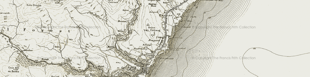 Old map of Beinn nan Coireag in 1911-1912