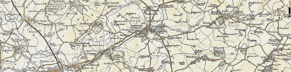 Old map of Newport Pagnell in 1898-1901