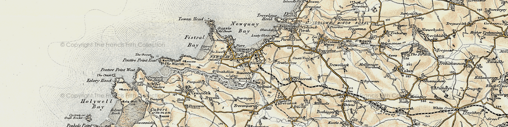 Old map of Newquay in 1900