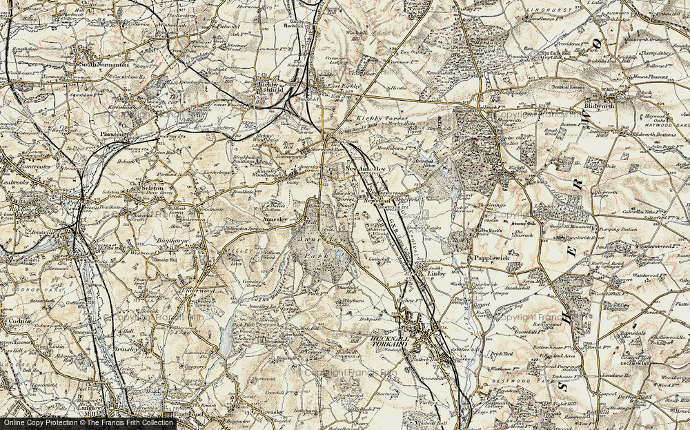 Old Map of Historic Map covering Annesley Hall in 1902
