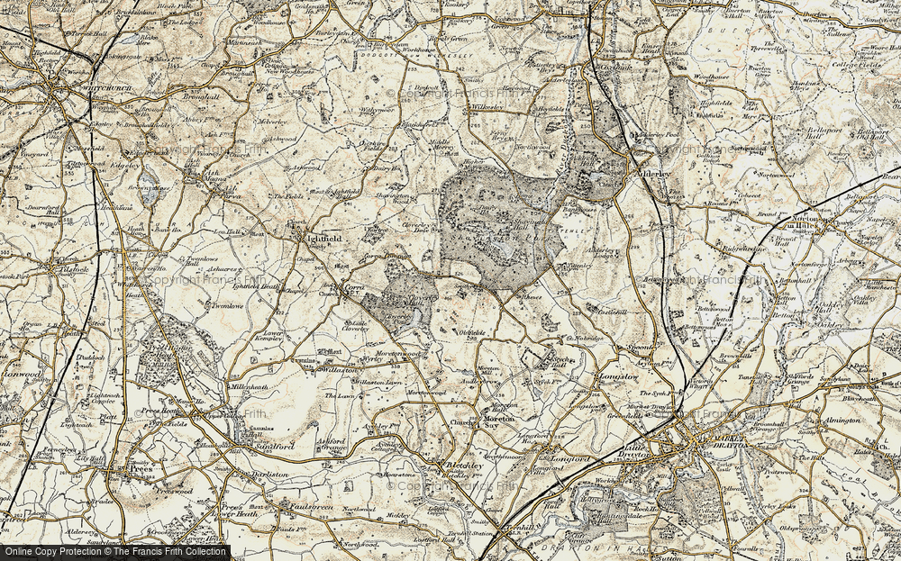 Old Map of Historic Map covering Oldfields in 1902