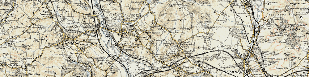 Old map of Newthorpe in 1902