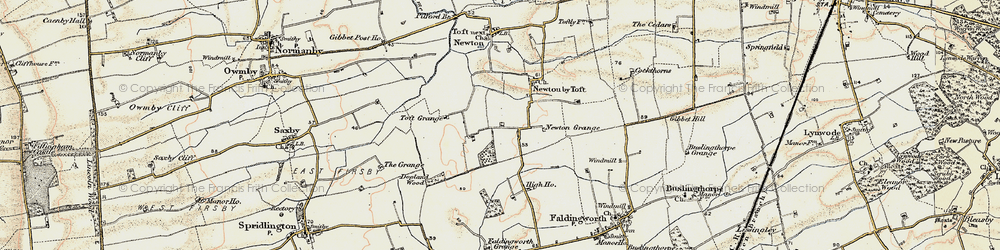 Old map of Newtoft in 1903