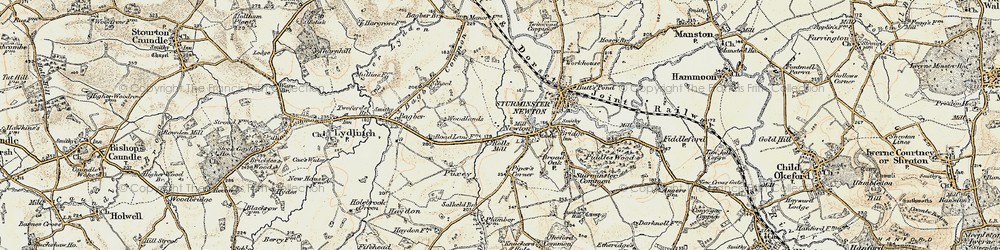Old map of Bagber Common in 1897-1909