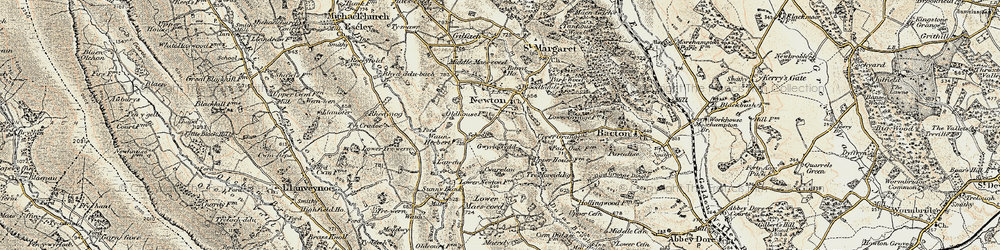 Old map of Newton in 1900