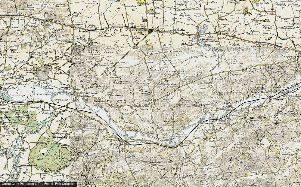 Old Map of Historic Map covering Brockhole Burn in 1901-1904