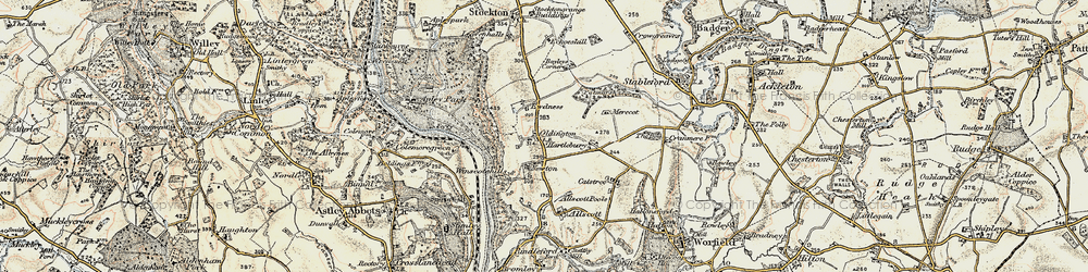 Old map of Winscote Hills in 1902