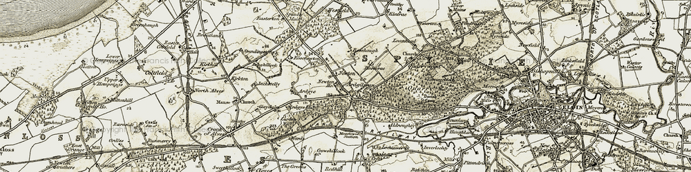 Old map of Ardgye in 1910-1911