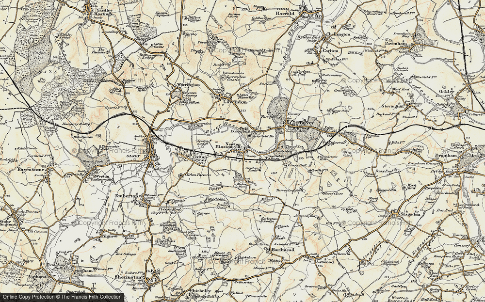 Old Map of Newton Blossomville, 1898-1901 in 1898-1901