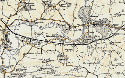 Old map of Newton Blossomville in 1898-1901