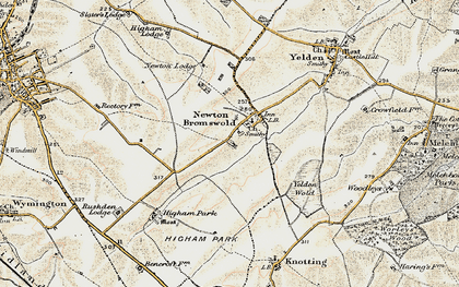 Old map of Newton Bromswold in 1898-1901