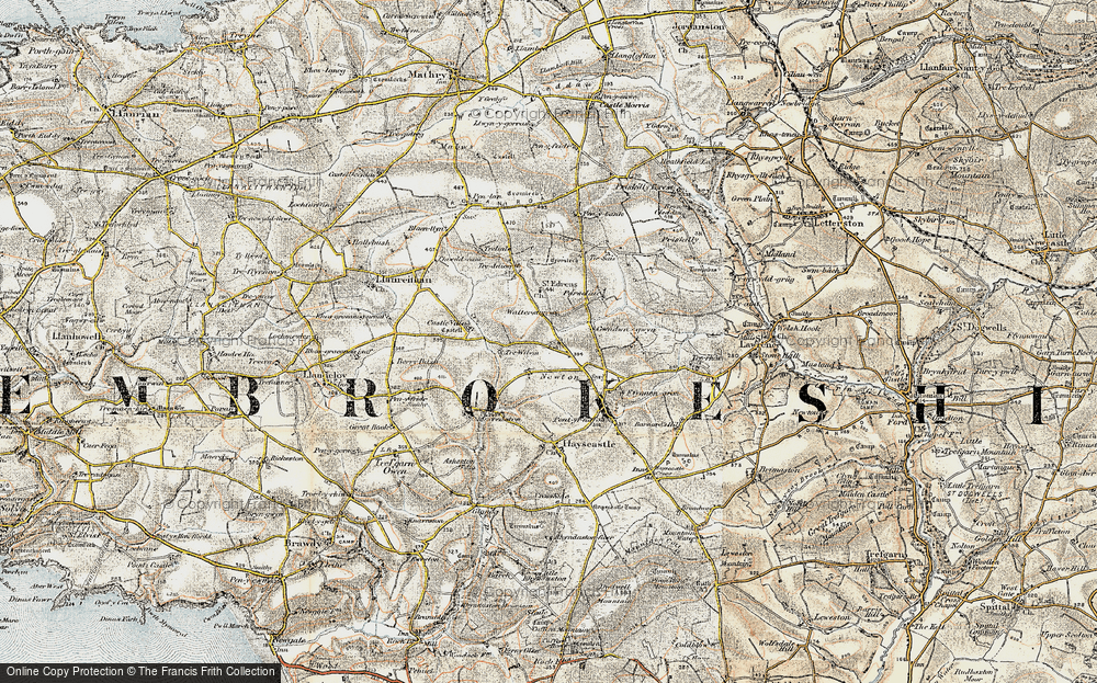 Old Map of Historic Map covering Trewilym in 1901-1912