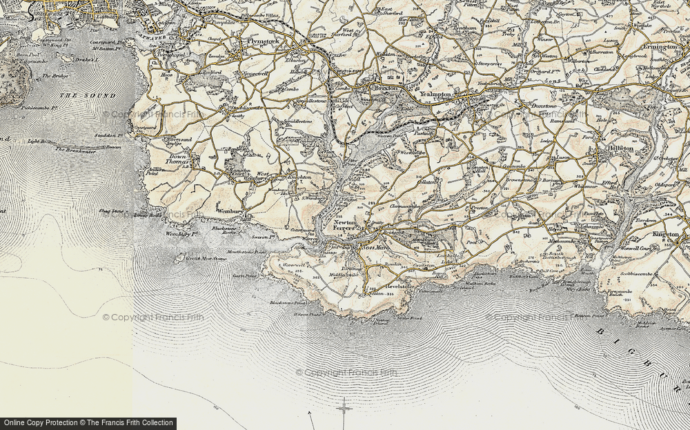 Old Map of Newton Ferrers, 1899-1900 in 1899-1900