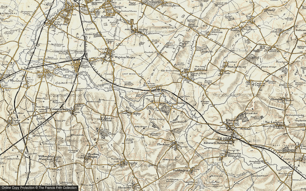 Old Map of Newton Harcourt, 1901-1903 in 1901-1903