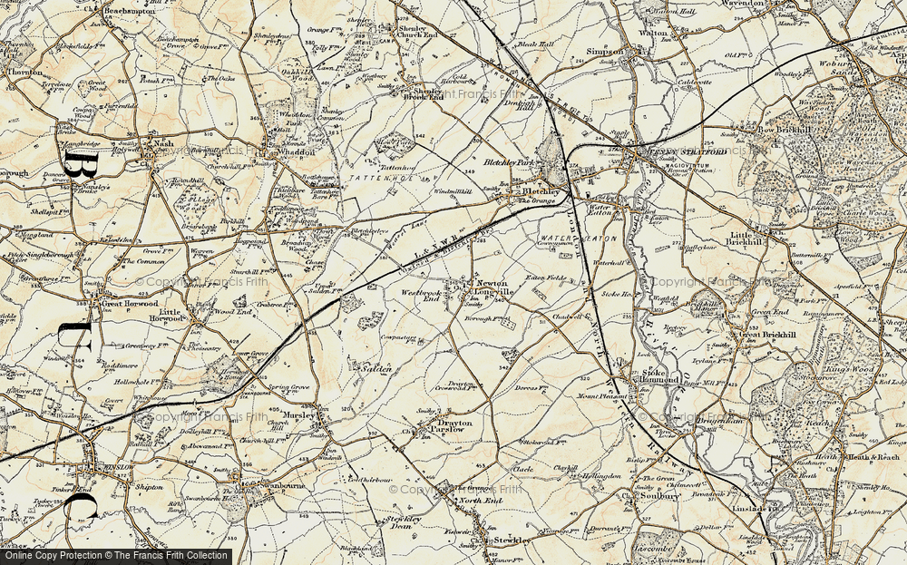 Old Map of Newton Longville, 1898 in 1898