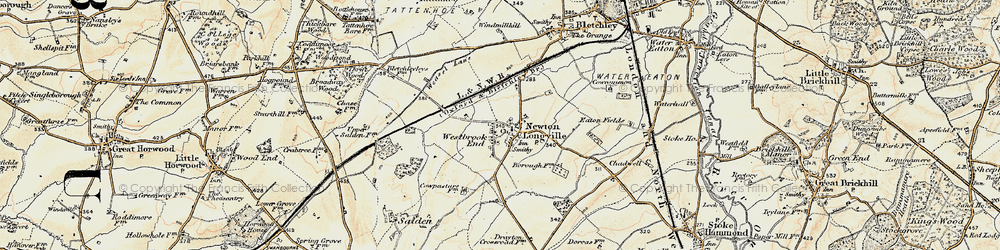 Old map of Newton Longville in 1898