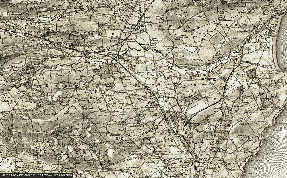 Old Map of Newton of Boysack, 1907-1908 in 1907-1908