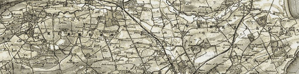 Old map of Newton of Boysack in 1907-1908