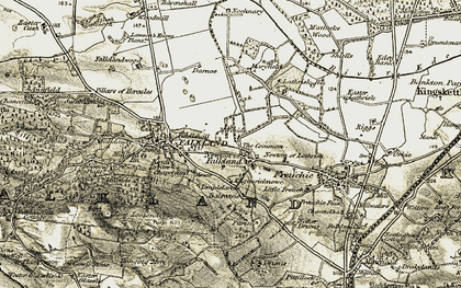 Old map of Balreavie in 1906-1908