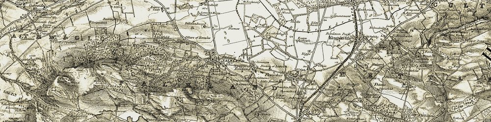 Old map of Newton of Falkland in 1906-1908