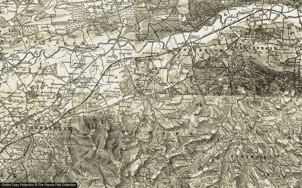 Old Map of Historic Map covering Balquhandy in 1906-1908