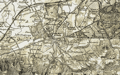 Old map of Baldinnies in 1906-1908