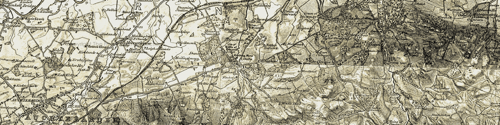 Old map of Baldinnies in 1906-1908