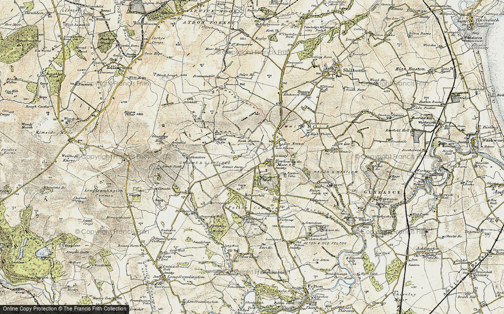 Old Map of Newton on the Moor, 1901-1903 in 1901-1903