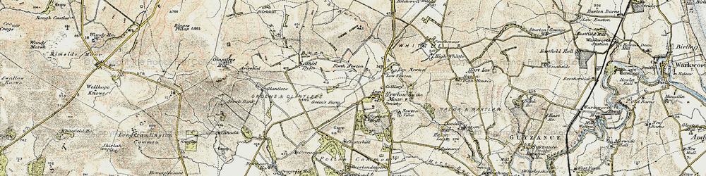 Old map of Newton on the Moor in 1901-1903