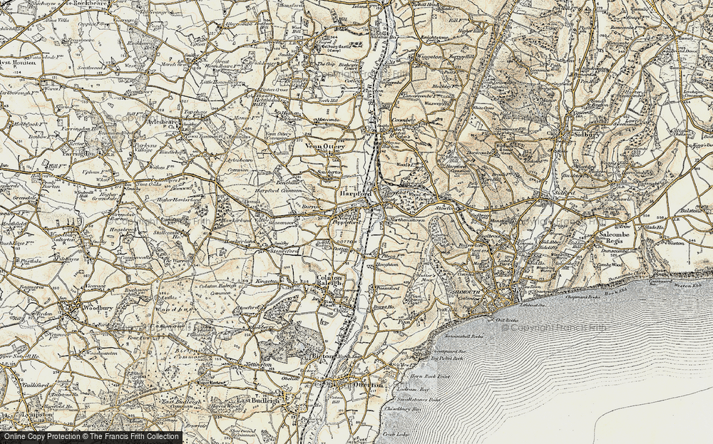 Old Map of Newton Poppleford, 1899 in 1899