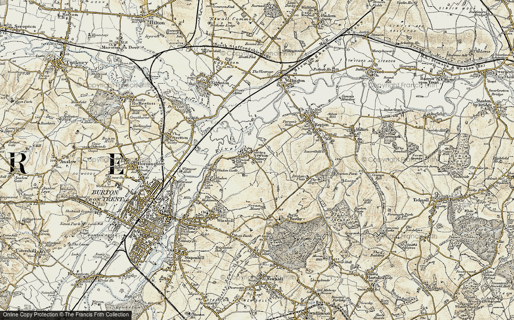 Old Map of Newton Solney, 1902 in 1902