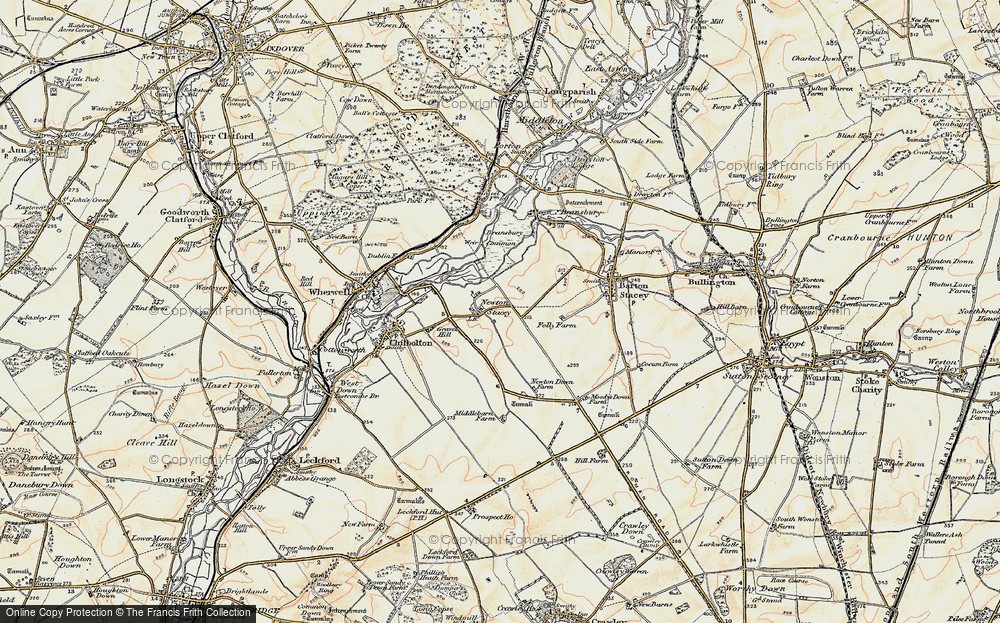 Old Map of Historic Map covering Bransbury Common in 1897-1900