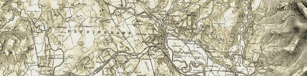 Old map of Newton Stewart in 1905