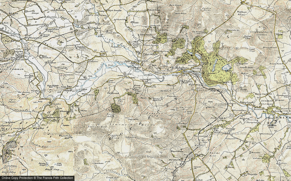 Old Map of Historic Map covering Whitton Hillhead in 1901-1903