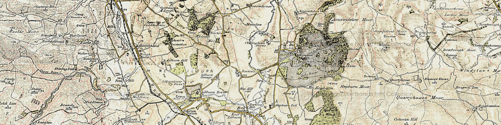Old map of Lilburn Grange in 1901-1903