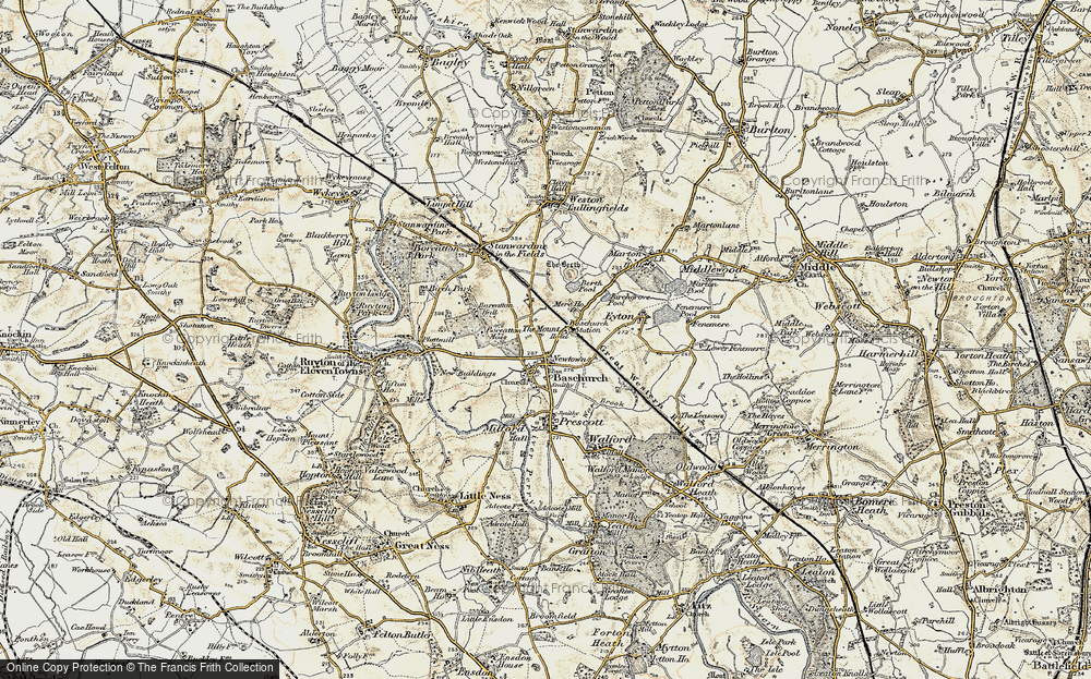 Old Map of Historic Map covering Boreatton Moss in 1902