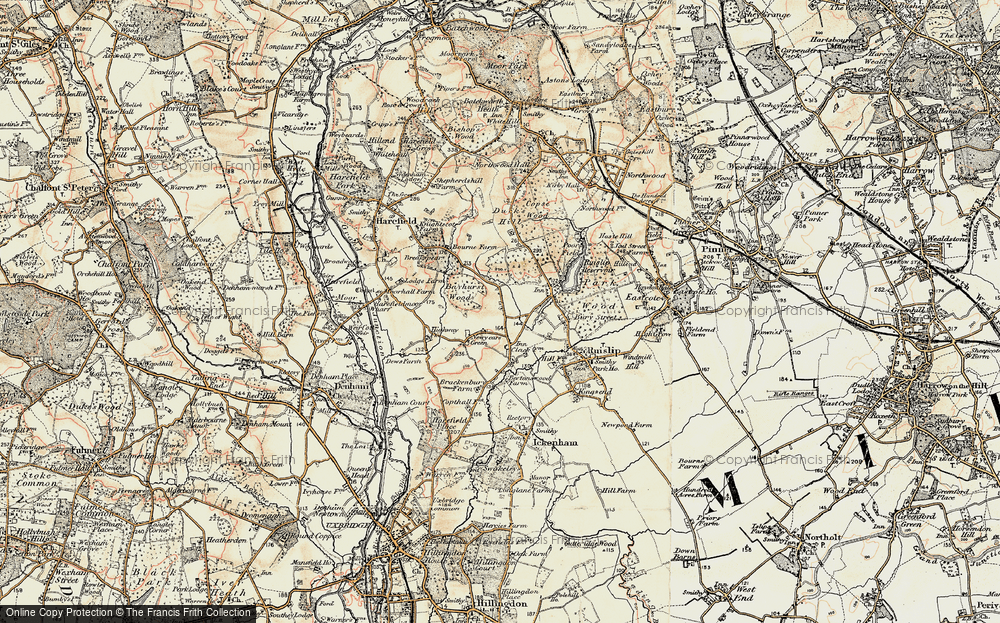 Old Map of Historic Map covering Bayhurst Wood Country Park in 1897-1898