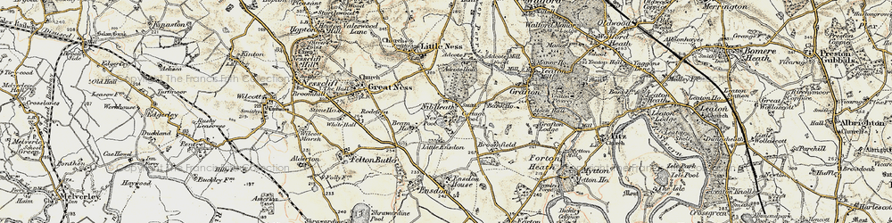 Old map of Little Ensdon in 1902