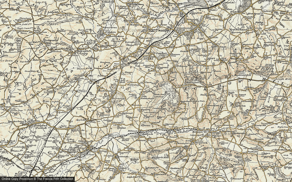Old Map of Historic Map covering Black Down Common in 1898-1900