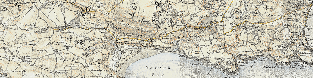 Old map of Nicholaston in 1900-1901