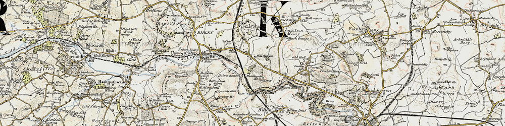 Old map of Nidd in 1903-1904