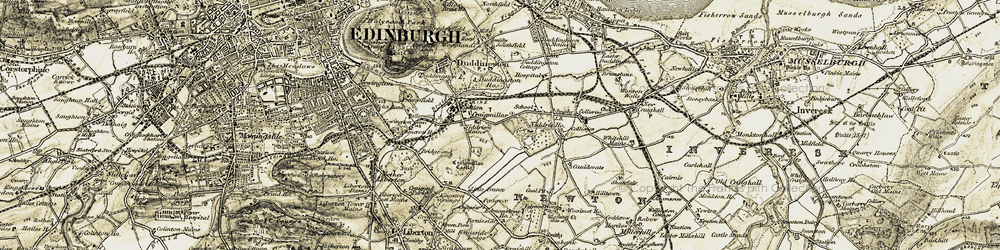 Old map of Niddrie in 1903-1904