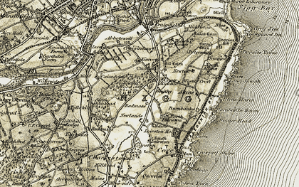 Old map of Nigg in 1908-1909