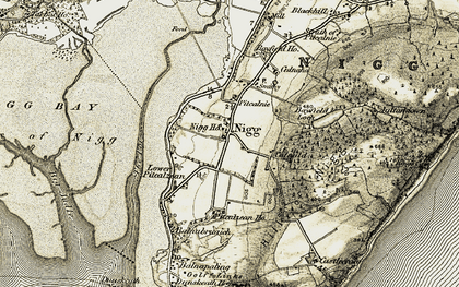Old map of Bayfield Loch in 1911-1912